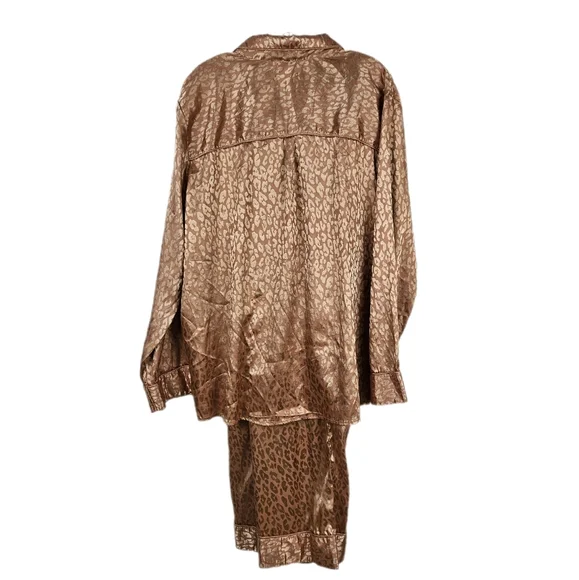 Show Me Your MUMU Classic PJ Set Cheetah Animal Print Silky Size XXL Gold